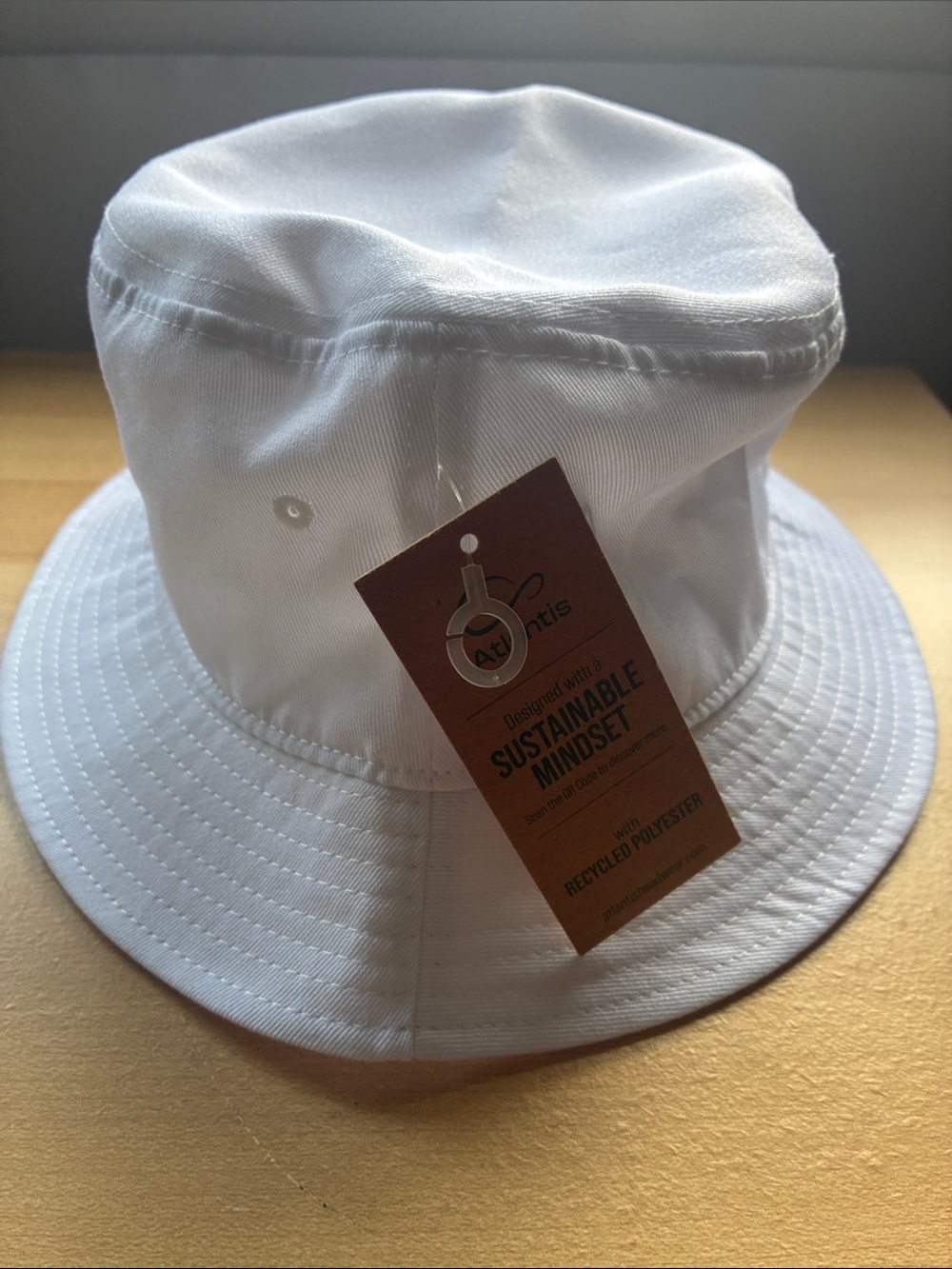 NWT Bucket Hat White Recycled Polyester- Sustainable Mindset